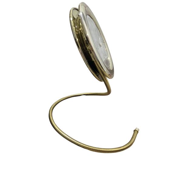 Vintage 70's Stand Up Brass Wire Vanity Double Sided Mirror With Leather Case - Picture 3 of 6